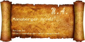 Mansberger Arnó névjegykártya